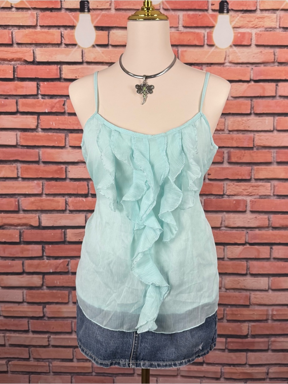 y2k mint beaded tank